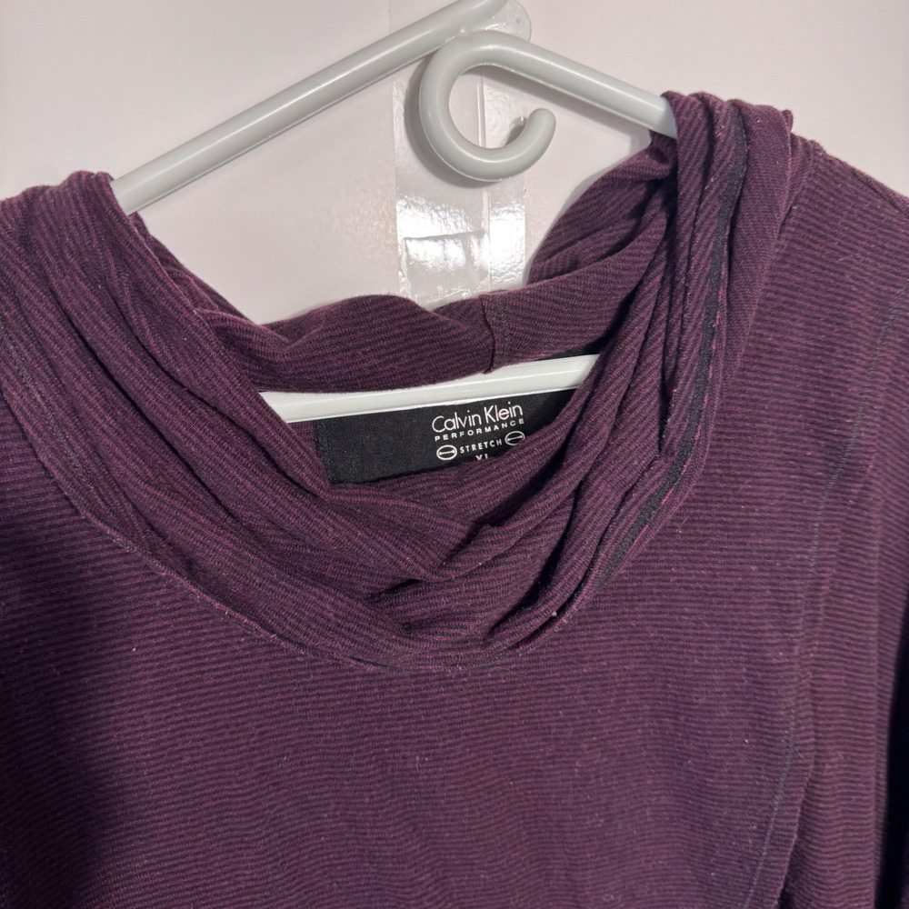 Calvin Klein Performance Cowl Neck Pullover Women XL Purple Stretch Athleisure - Picture 6 of 11